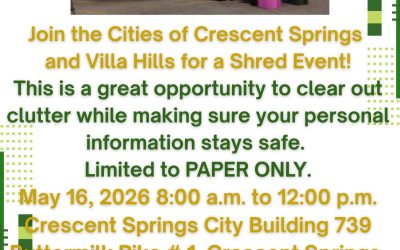 Villa Hills/Crescent Springs Shred Day – May 16th